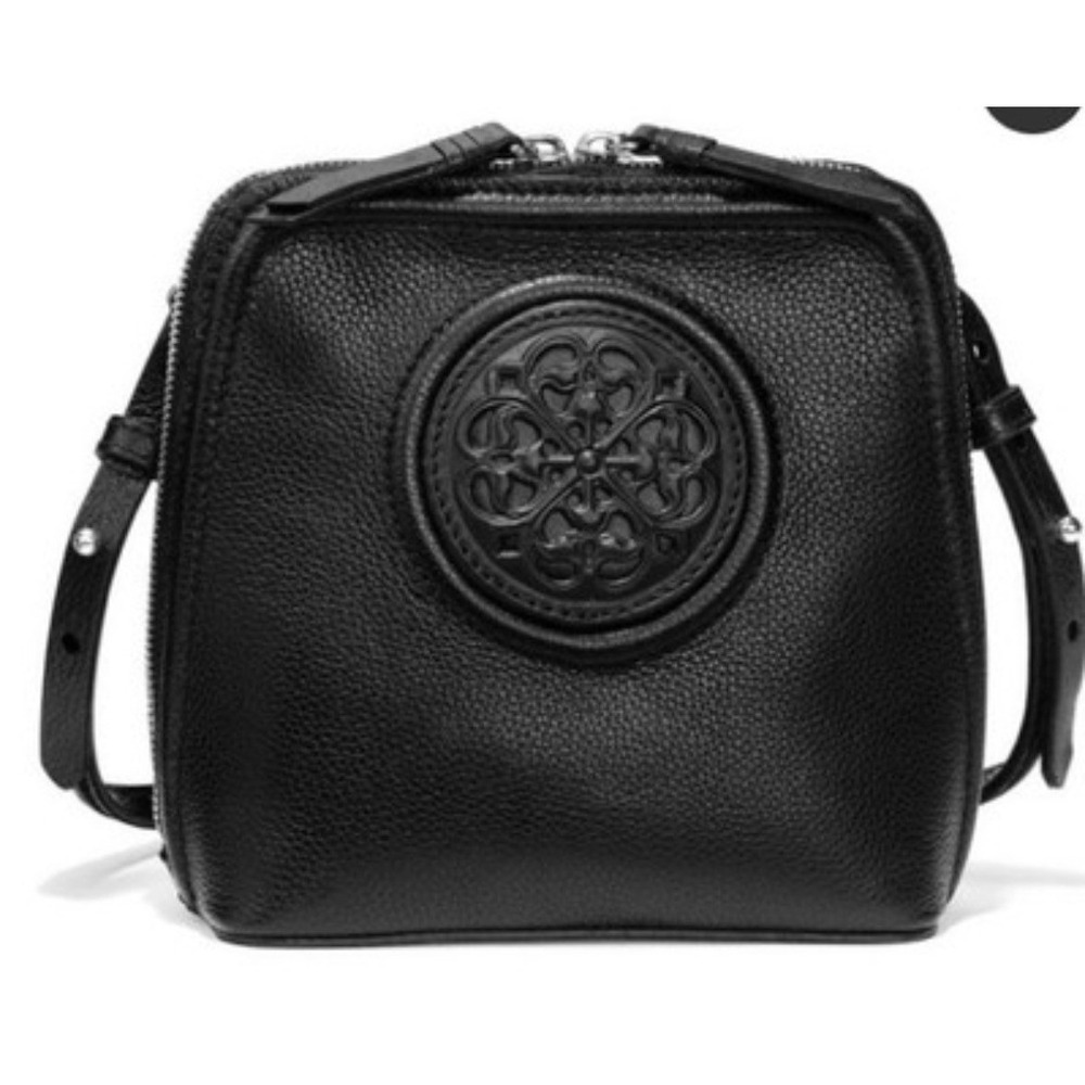 Brighton Ferrara Fina Mini Black Pebbled Leather Crossbody Bag EUC